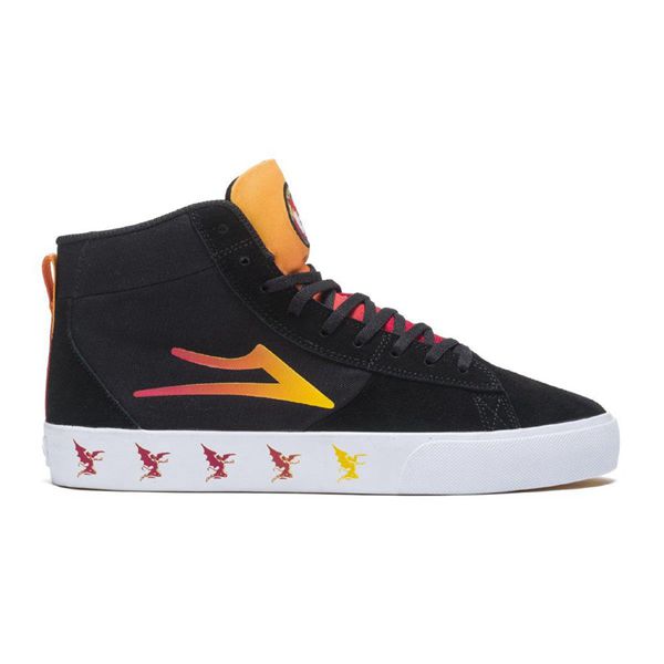 LaKai Newport Hi Black/Gold/Red Skate Shoes Mens | Australia IU0-5288